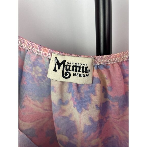 Show Me Your Mumu Chiquita Multicolor Watercolor Sheer Flowy Off Shoulder Top M - Picture 4 of 6